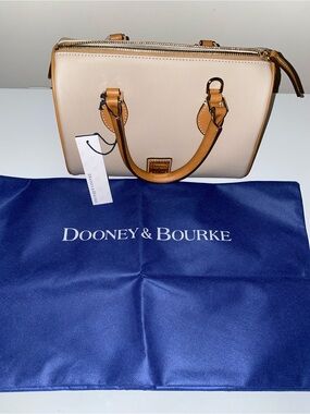 Dooney & Bourke Light Beige Satchel with Tan Trim Barrel 25